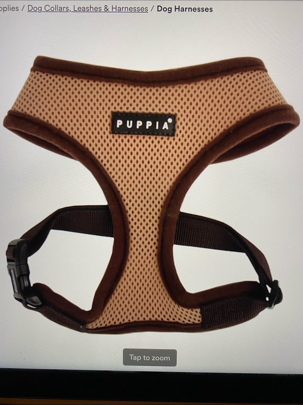 Puppia Beige Logo Soft Logo Dog Harness